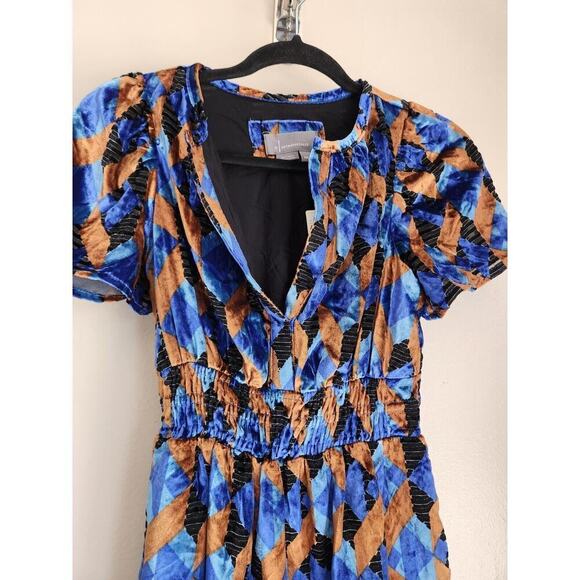 NWT Anthropologie The Somerset Mini Dress Velvet Edition Size XXS Blue 9B409 - Picture 4 of 10